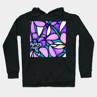 Violet Orchid Flower Abstract Art - Stained Glass Hoodie